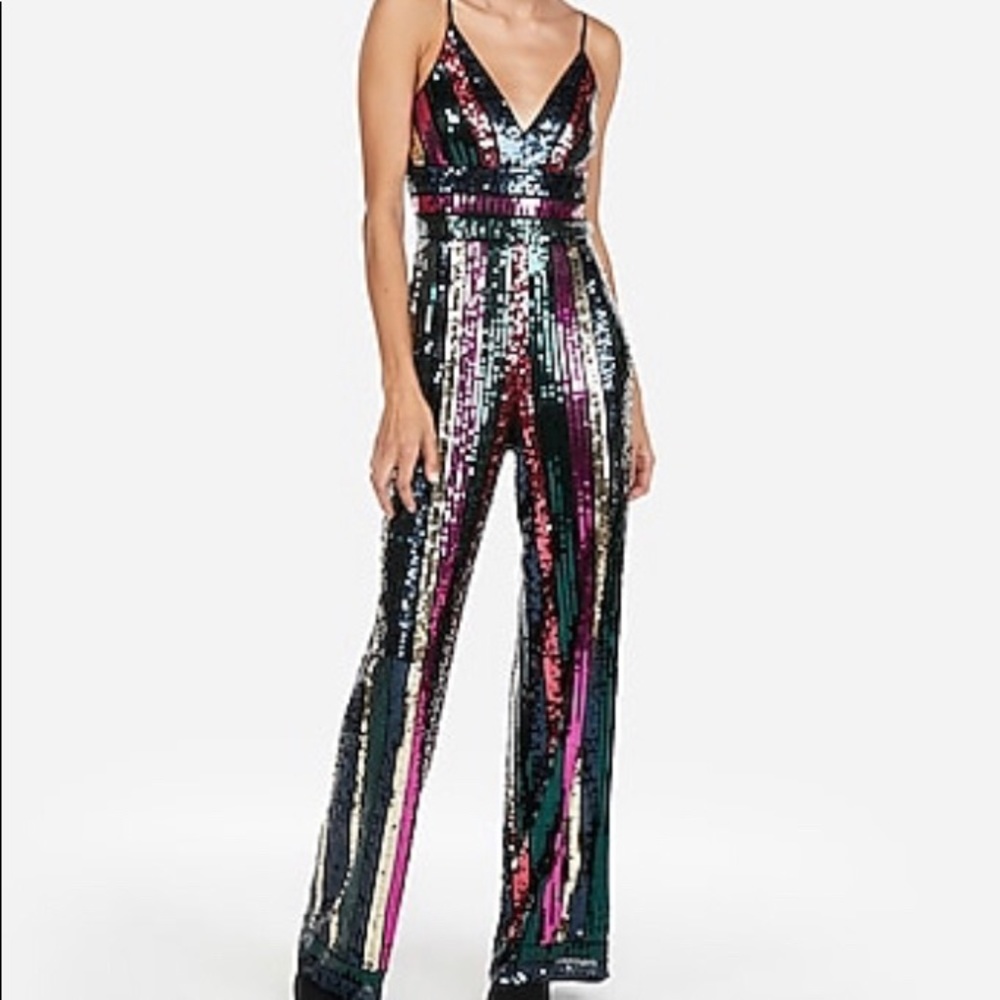 Express multi color sequined jumpsuit
